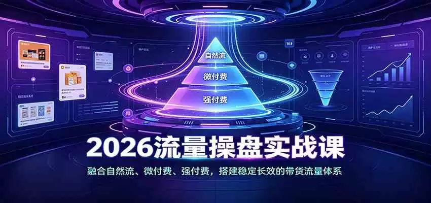 2026流量操盘实战课：融合自然流、微付费、强付费，搭建稳定长效的带货流量体系|青心网创站