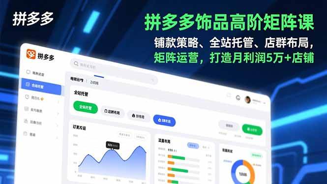 （16915期）拼多多饰品高阶矩阵课，铺款策略、全站托管、店群布局，矩阵运营，打造月利润5万+店铺青心网创青心网创站