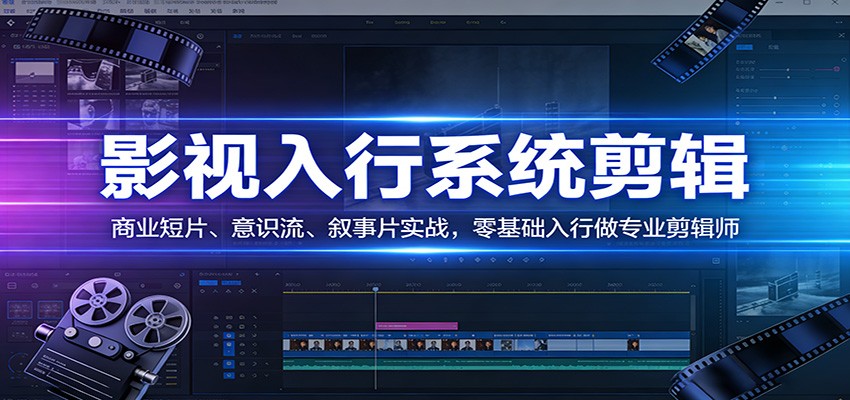 影视系统剪辑，商业短片、意识流、叙事片实战，零基础入行做专业剪辑师青心网创青心网创站